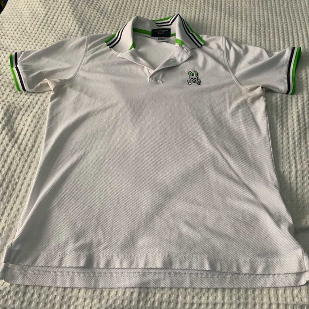 Men’s Psycho Bunny White Short Sleeve Polo Shirt Size 6/L